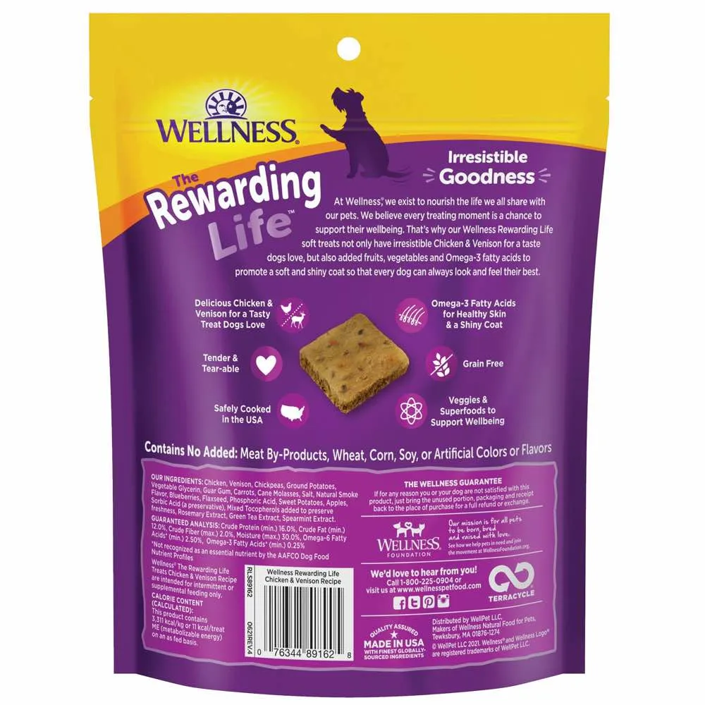 Wellness Rewarding Life (WellBites) Chicken & Venison Grain Free Dog Treats 6oz (Exp 13Dec25)