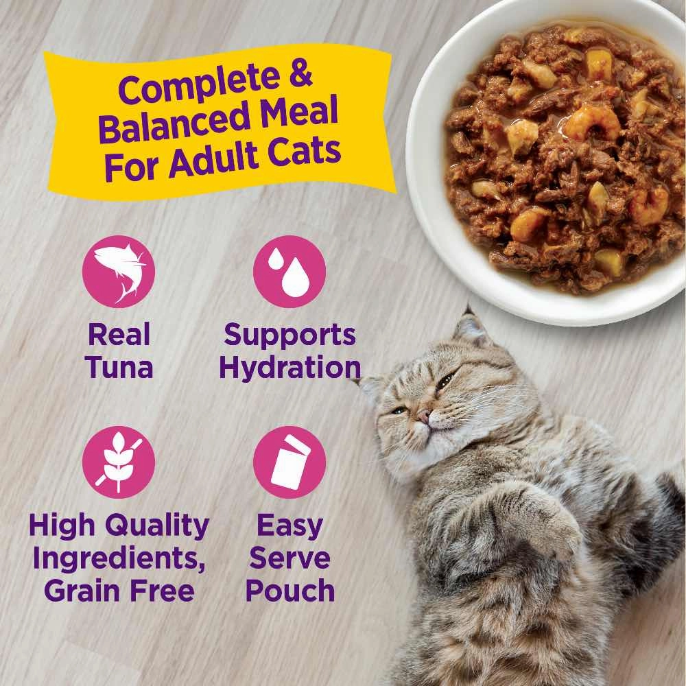 Wellness Appetizing Entrees Flaked Tuna, Mackerel & Shrimp Adult Pouch Cat Food 1.4oz