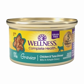 Wellness Complete Health Gravies Chicken & Tuna Dinner Grain-Free Canned Cat Food 85g cat snacks catnip treats healthy cat food cat reward treats low calorie cat food