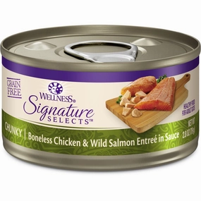 Wellness CORE Signature Selects Chunky Chicken & Salmon Grain-Free Canned Cat Food cat snacks catnip treats healthy cat food cat reward treats low calorie cat food