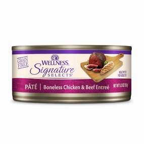 Wellness Core Signature Selects Pate Boneless Chicken & Beef Grain-Free Canned Cat Food 5.3oz cat snacks catnip treats healthy cat food cat reward treats low calorie cat food