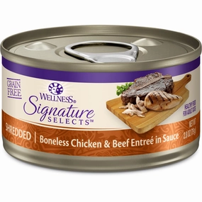 Wellness CORE Signature Selects Shredded Chicken & Beef Grain-Free Canned Cat Food cat snacks catnip treats healthy cat food cat reward treats low calorie cat food