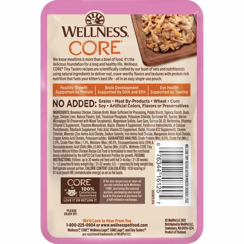Wellness CORE Tiny Tasters Chicken Minced Grain-Free Kitten Pouch Cat Food 1.75oz