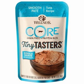 Wellness CORE Tiny Tasters Tuna Pate Grain-Free Adult Pouch Cat Food 1.75oz premium cat food dental cat treats cat chicken treats tuna cat food cat fish treats