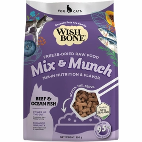 Wishbone Mix & Munch Beef & Ocean Fish Grain-Free Freeze-Dried Raw Food Cat Food Topper 350g premium cat food dental cat treats cat chicken treats tuna cat food cat fish treats