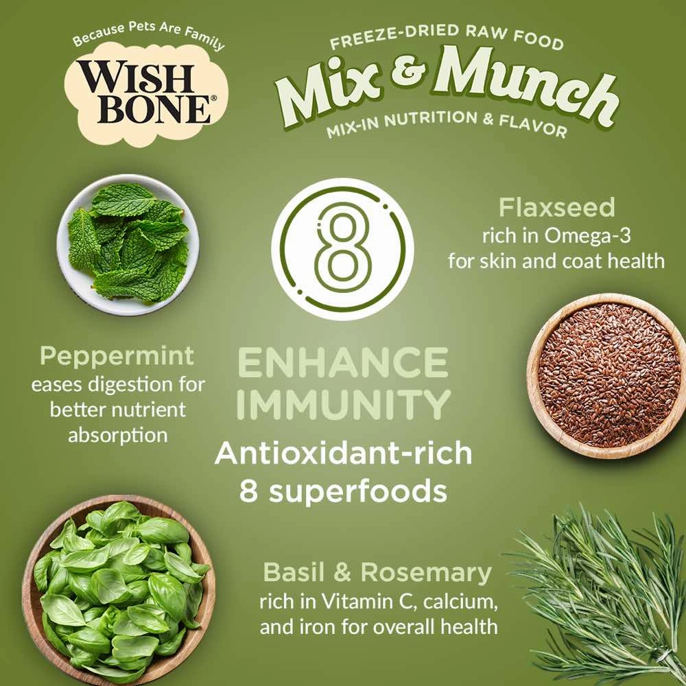 Wishbone Mix & Munch Lamb, Goat & Chicken Grain-Free Freeze-Dried Raw Food Cat Food Topper 350g